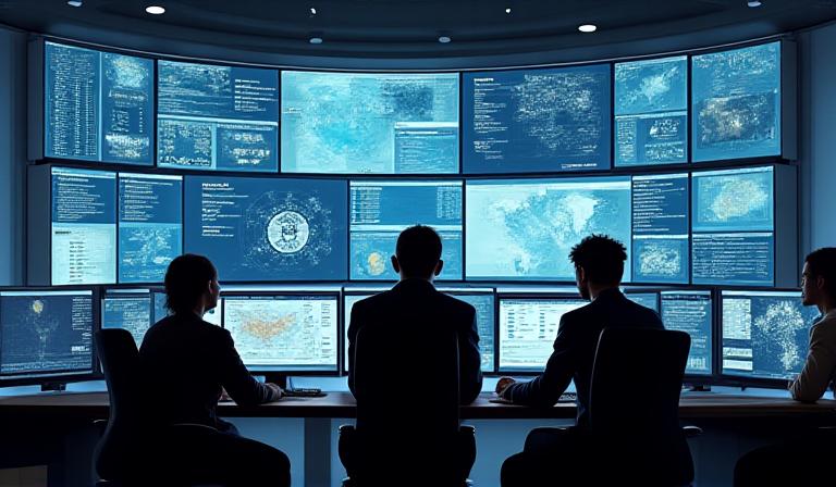 Logistics control tower team monitoring shipments